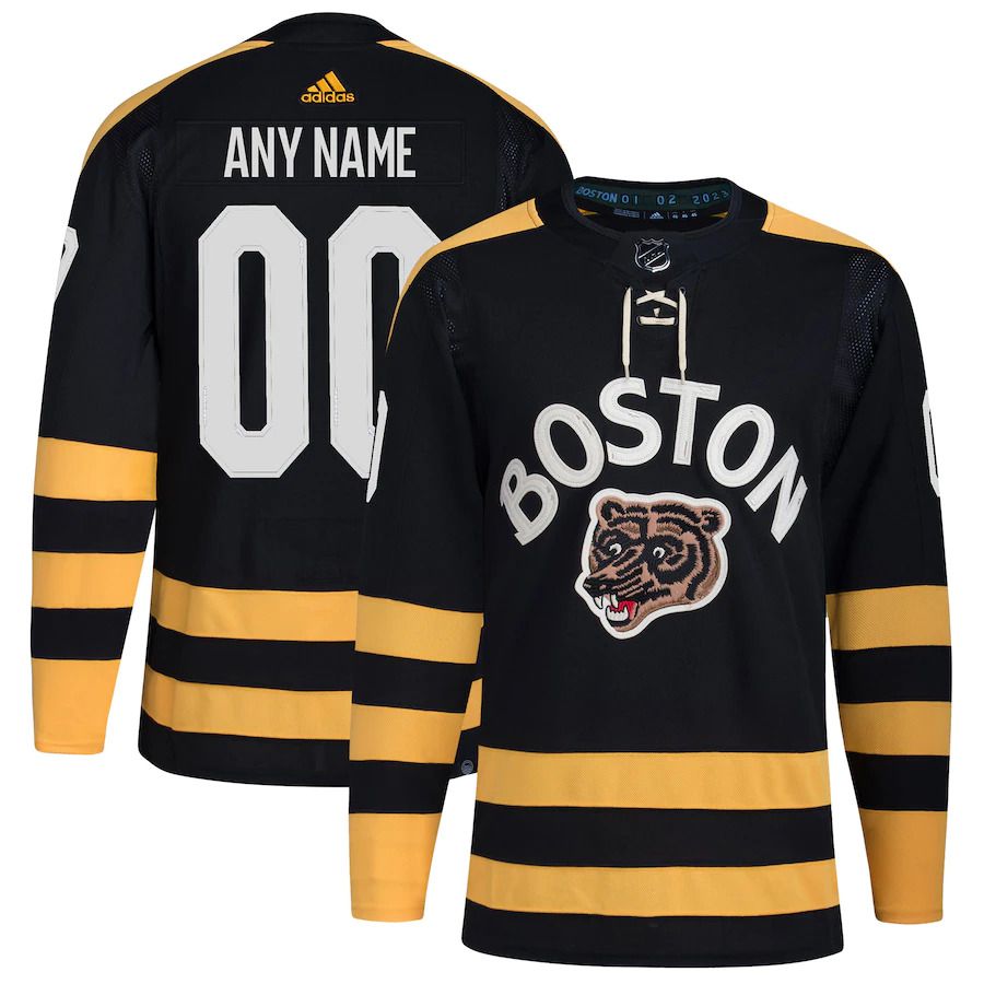 Men Boston Bruins adidas Black 2023 Winter Classic Authentic Custom NHL Jersey